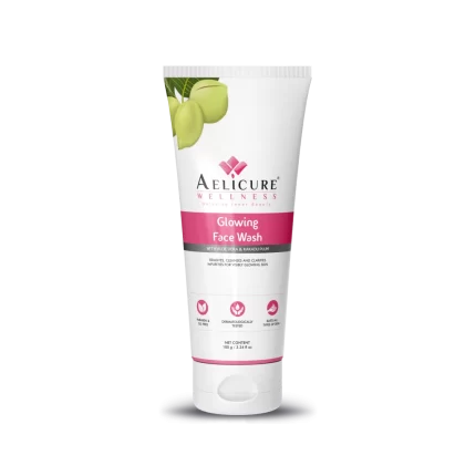 aloe vera face wash, glowing face wash, aelicure wellness face wash, vitamin b3 faces wash