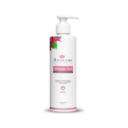 Shower Gel for Sensitive Skin, Natural Ingredients Shower Gel, Refreshing Fragrance Shower Gel, Hydrating Shower Gel for All Skin Types, Aelicure Wellness Shower Gel with Hibiscus Extract