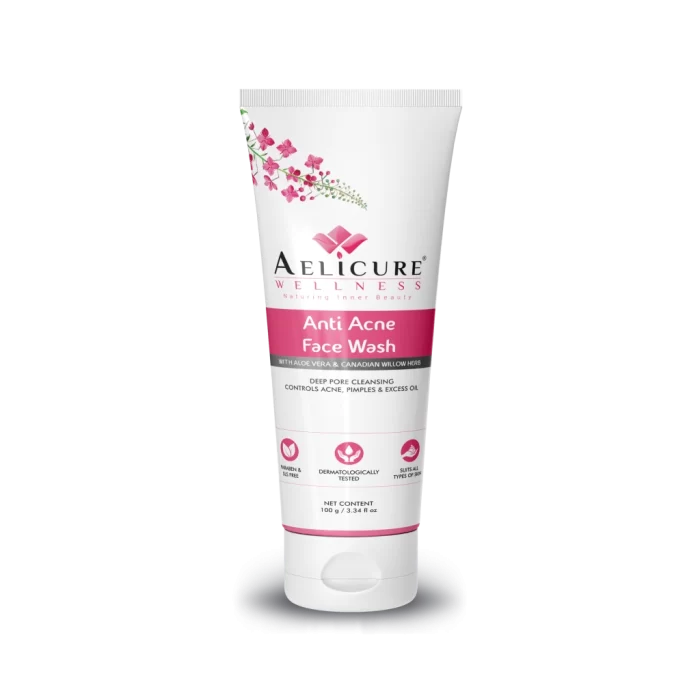 anti acne face wash, aloe vera face wash, vitamin b3 face wash, aelicure wellness face wash