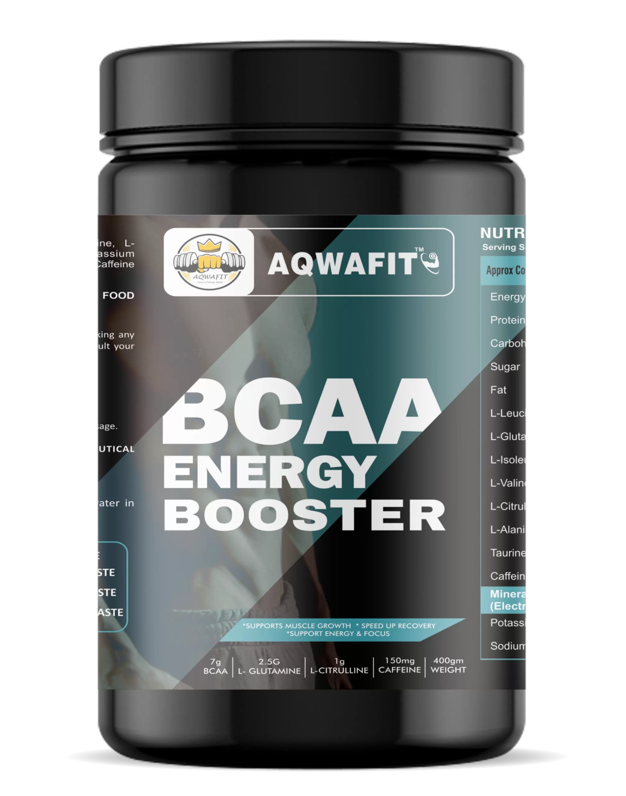 Enhanced Muscle Recovery & Endurance, Boost Your Energy, Muscle Recovery & Endurance, AQWAFIT BCAA-Energy Booster, BCAA Energy Boost, AQWAFIT BCAA-Energy Booster - 400 gms