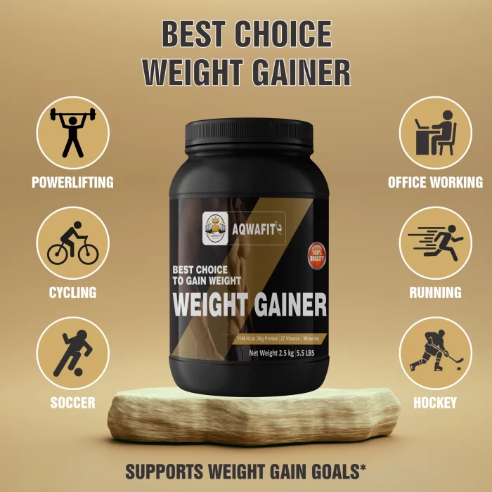 Weight Gainer with essential nutrients, Aqwafit weight gainer for energy, immunity, and recovery, Aqwafit Weight Gainer: Mass gains and muscle building Advanced muscle building with 27 vitamins and minerals