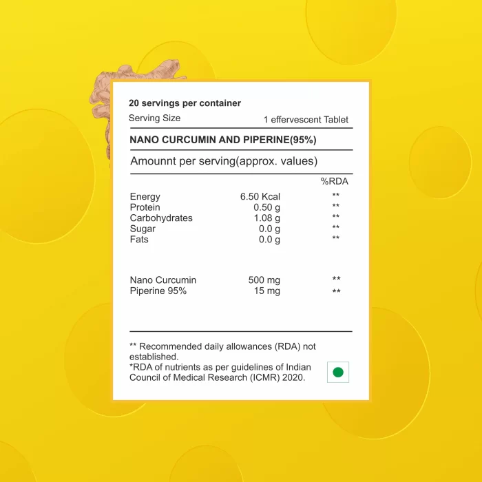 Enhanced absorption for maximum health benefits, Experience stress relief with Nano Curcumin + Piperine, Alleviate joint pain and boost immunity with Nano Curcumin Effervescent Tablets., Manage stress and support cardiovascular health with Nano Curcumin & Piperine.